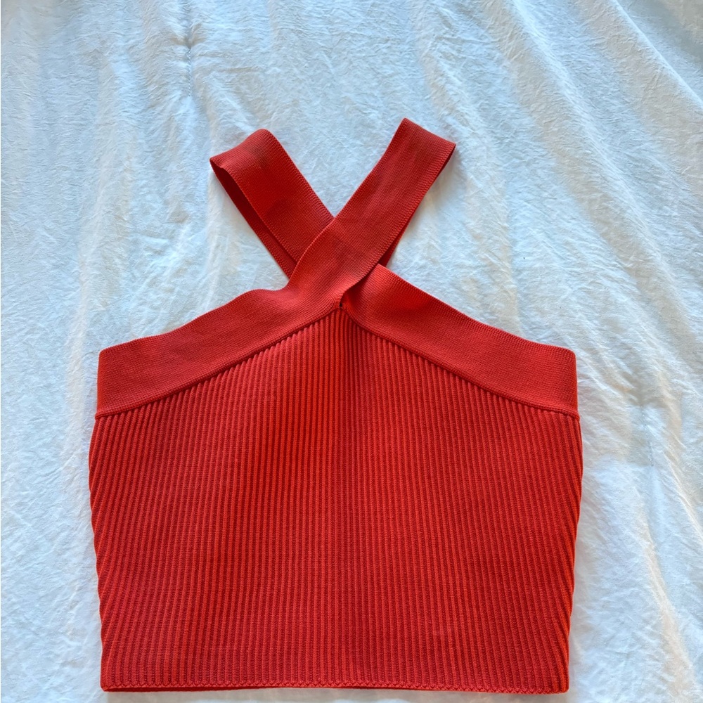 Crisscross Red Ribbed Top - Picture 2 of 5